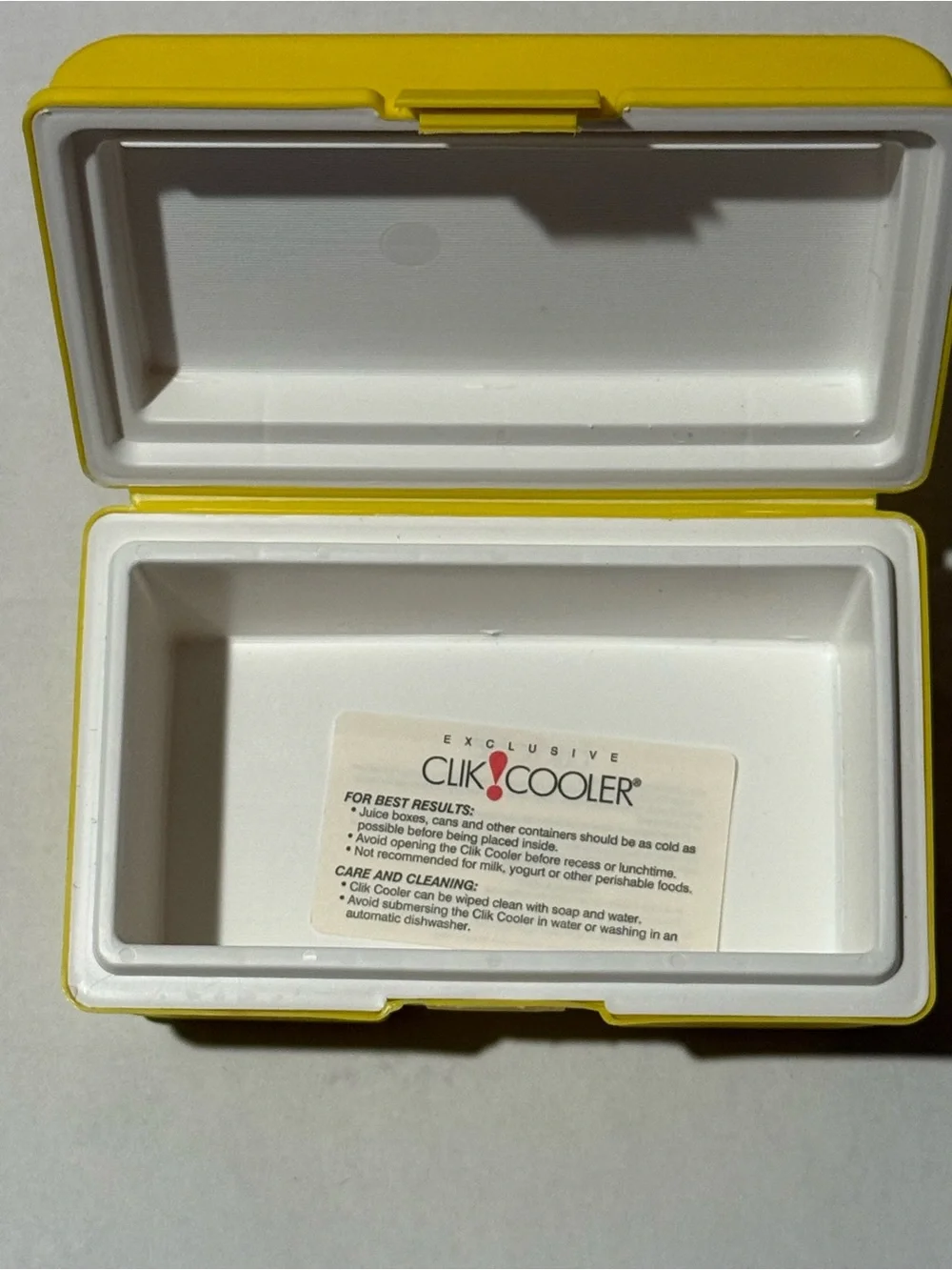Vintage 1993 Clik Cooler Yellow Mini Insulated Lunch Box Juice Box Retro